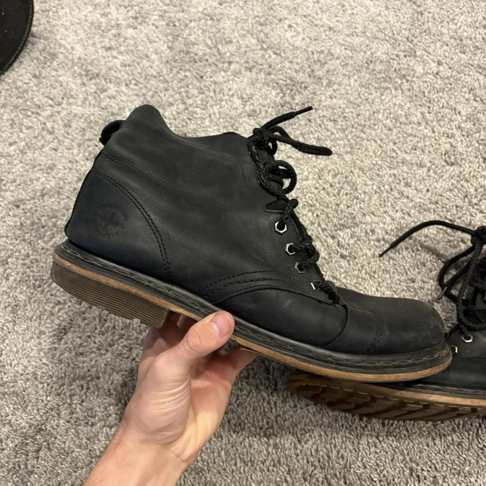 Vintage Dr. Doc Martens Pier Combat Boots Mens Shoes Size 12 Black Leather COOL